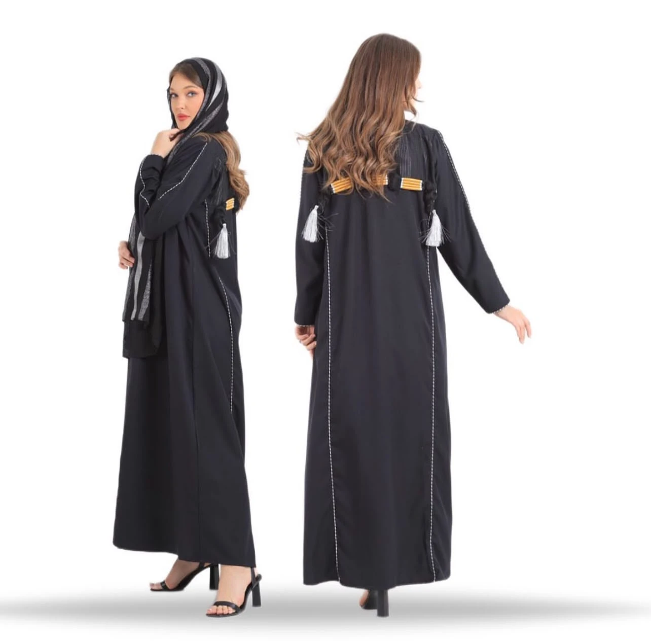 Black Abaya with Heritage Tassel Details